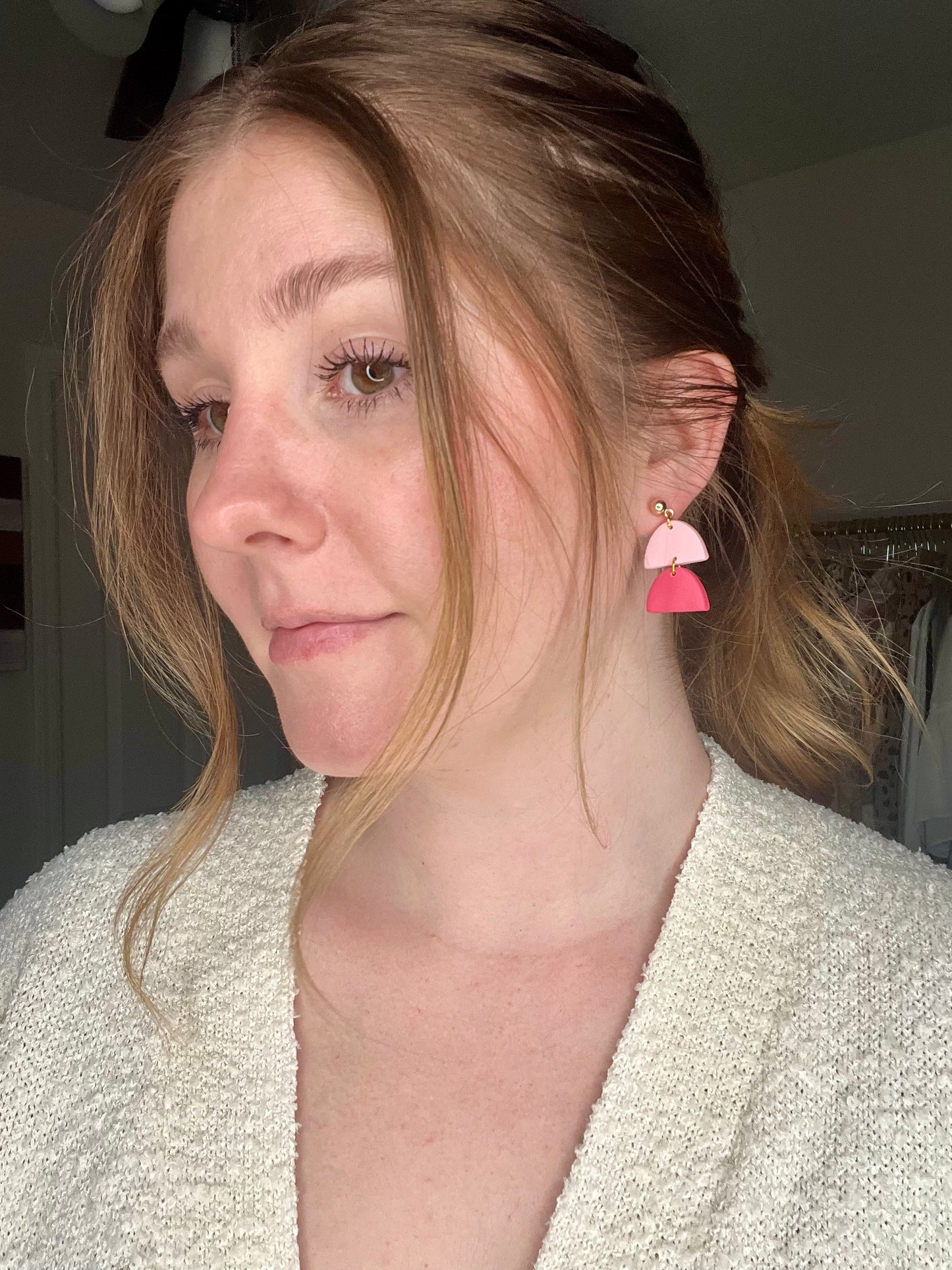 Two Tier Double Colored Drop Earrings