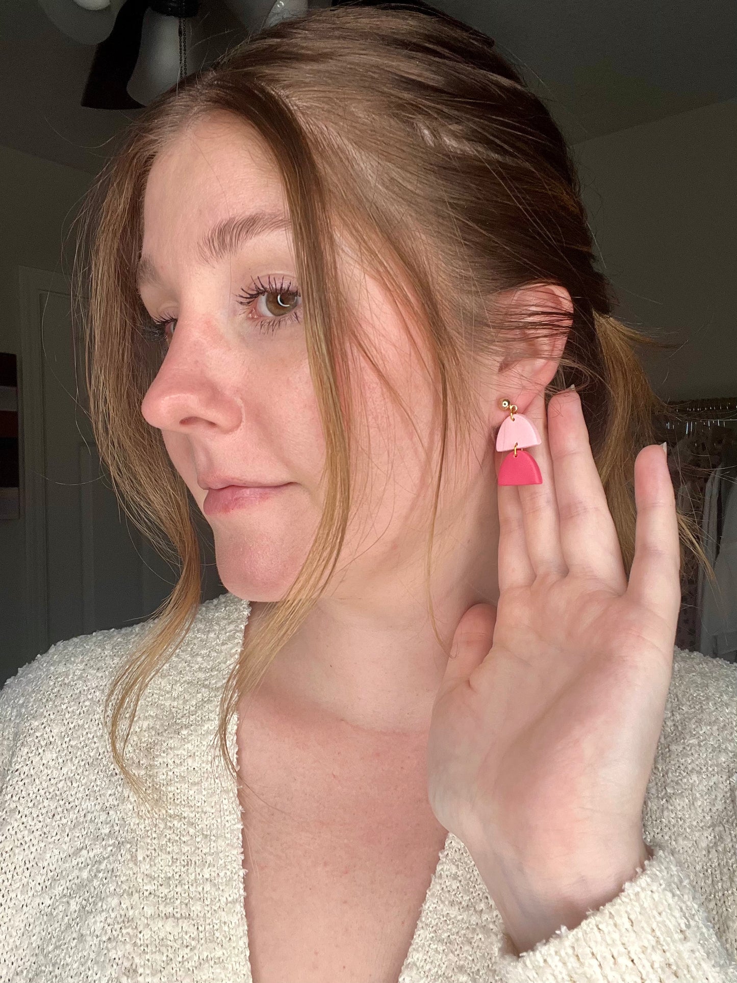 Two Tier Double Colored Drop Earrings