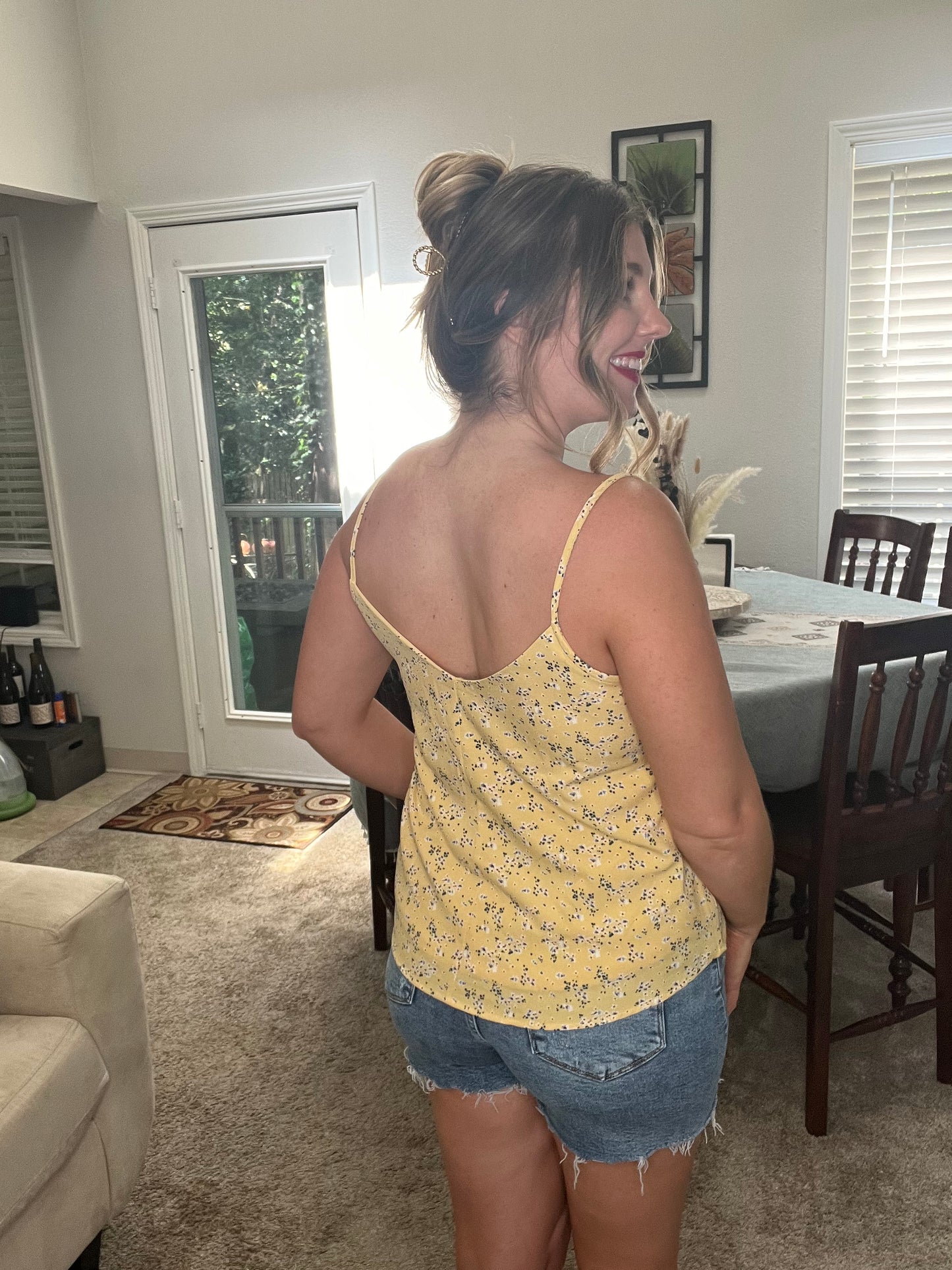 LucyBrook Boutique Brooke's Closet: Buckle Ditzy Floral Yellow Tank Top
