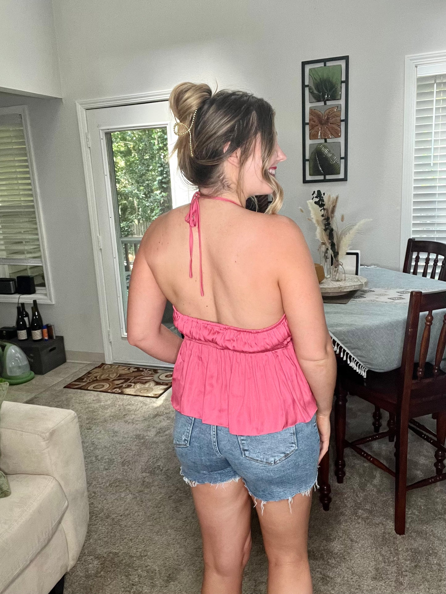 LucyBrook Boutique Brooke's Closet: Pink Satin Halter Tank Top