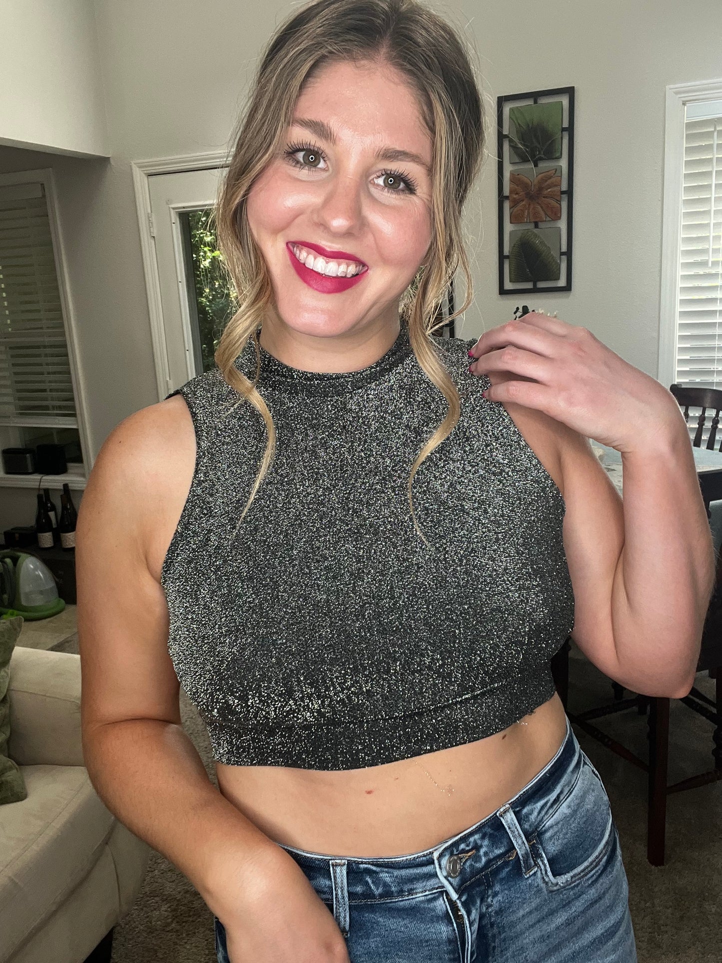 LucyBrook Boutique Brooke's Closet: Silver Open Back Crop Top