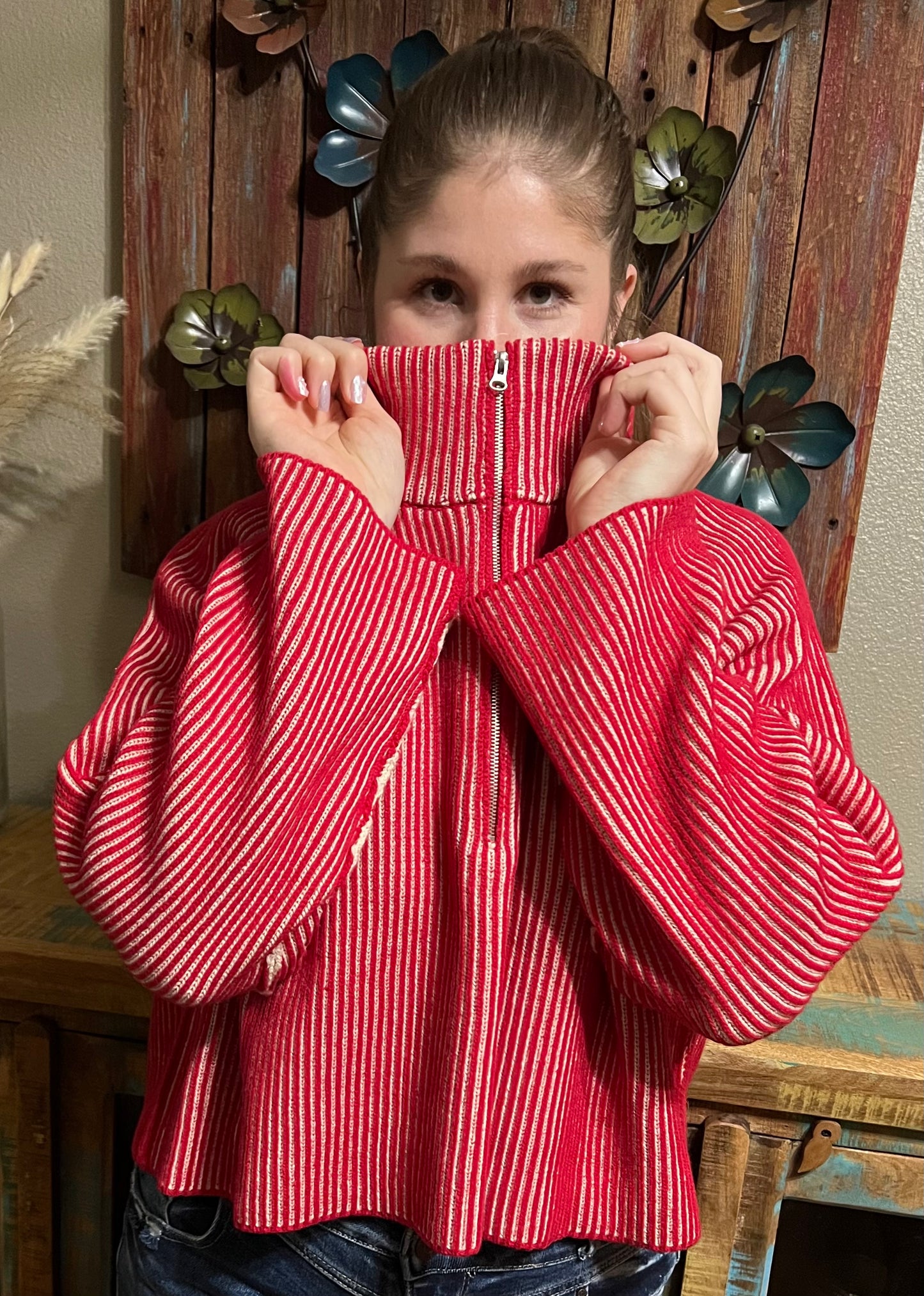 LucyBrook Boutique Easy Red Crop Sweater