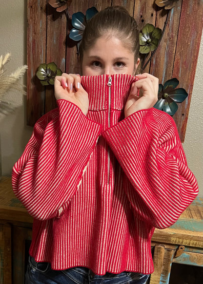 LucyBrook Boutique Easy Red Crop Sweater