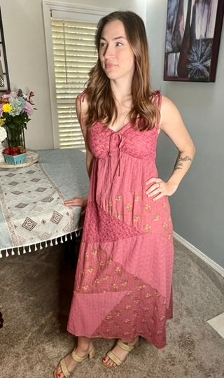LucyBrook Boutique Floral Lace Patchwork Maxi Dress