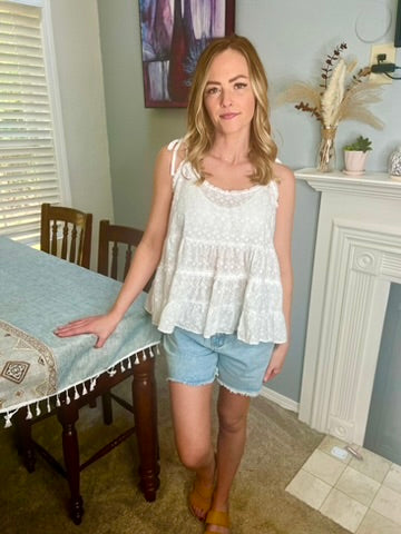 LucyBrook Boutique Sheer Lace Babydoll Tank Top