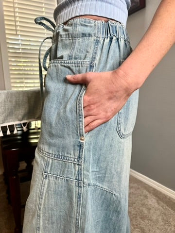 LucyBrook Boutique Relaxed Crop Wide Leg Denim Pants