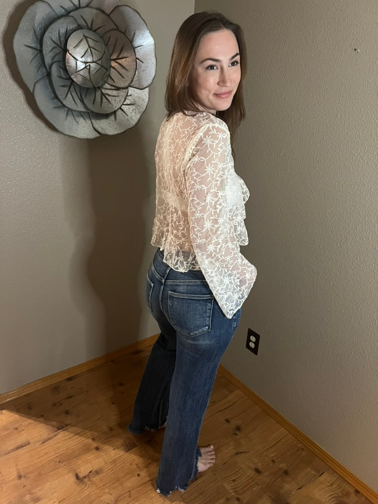 LucyBrook Boutique Ruffle Tie Front Cardigan