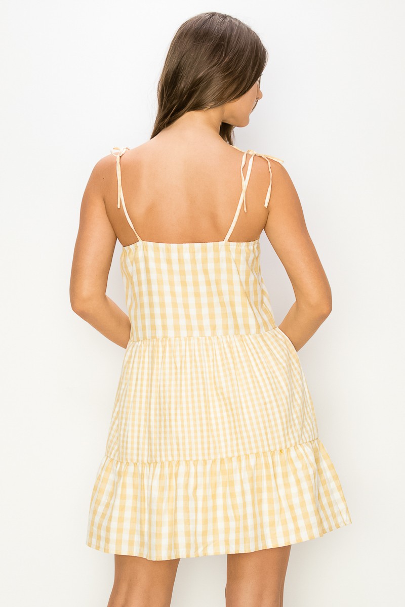 Yellow Mixed Plaid Sun Dress