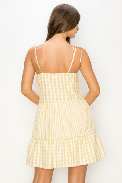 LucyBrook Boutique Yellow Mixed Plaid Sun Dress