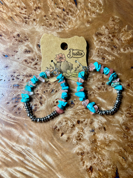 Justin Brand Statement Turquoise Hoop Earrings