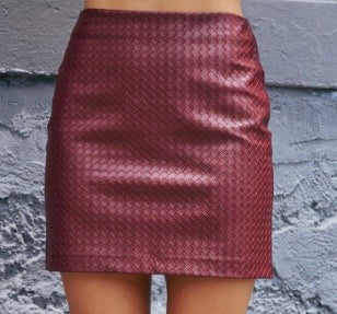 Woven Leather Mini Skirt