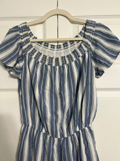 LucyBrook Boutique Brooke's Closet: Off Shoulder Blue/White Stripe Romper