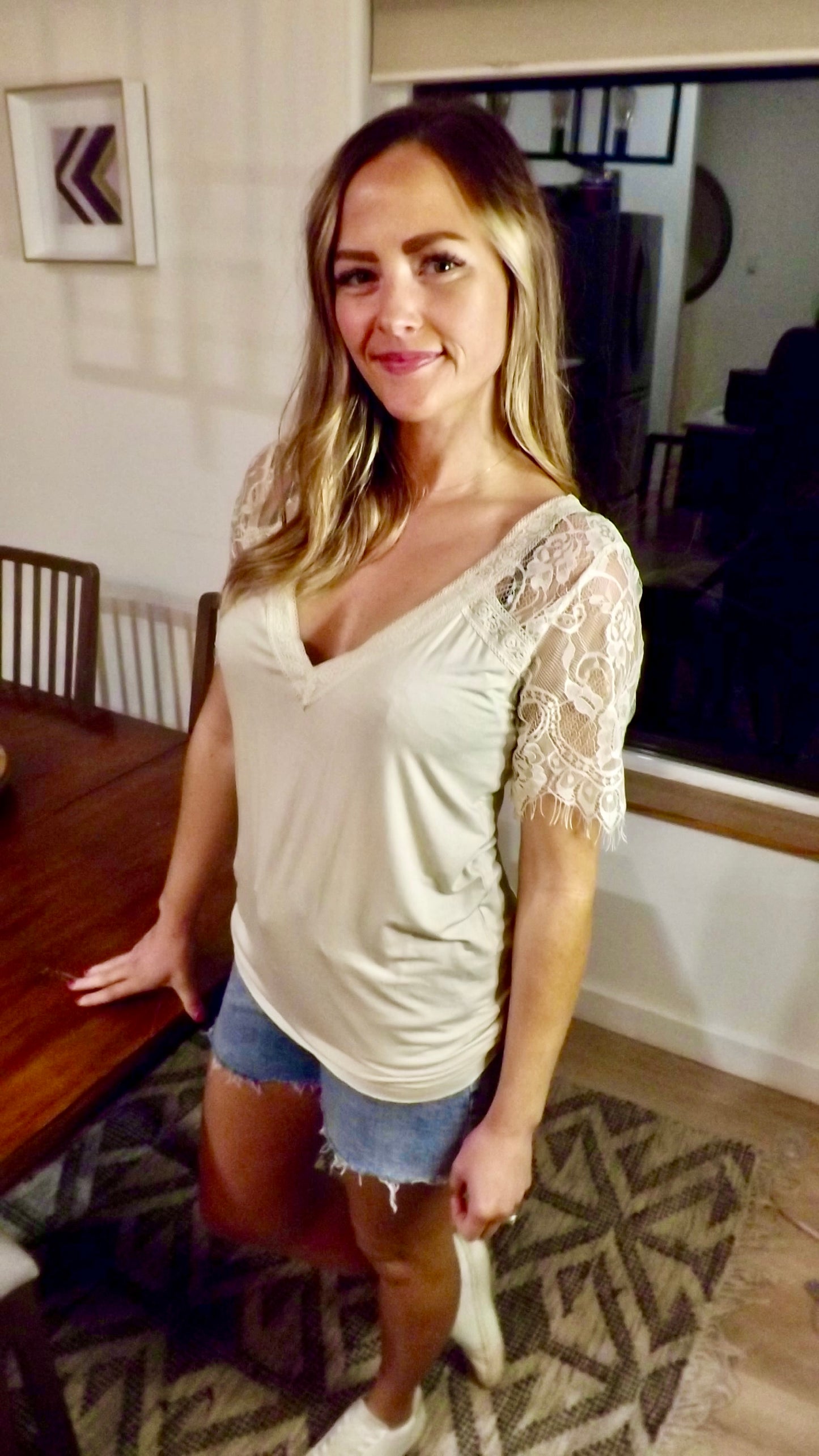 Brooke's Closet: Cream Lace Tshirt