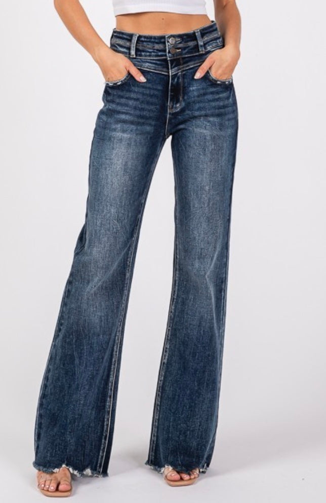 Petra High Rise Stretch Wide Leg Denim