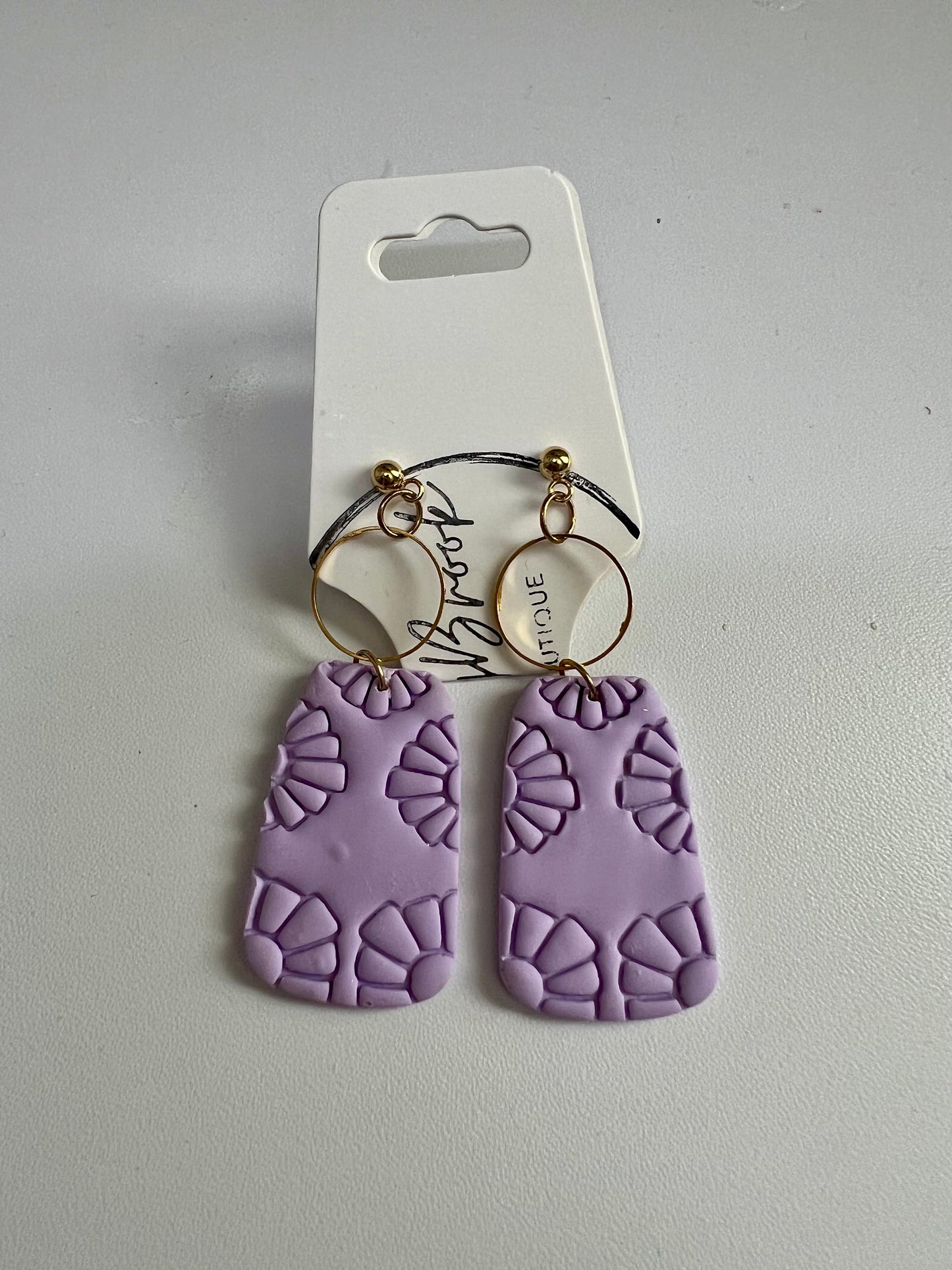 Lavender Clay Stamped Earrings