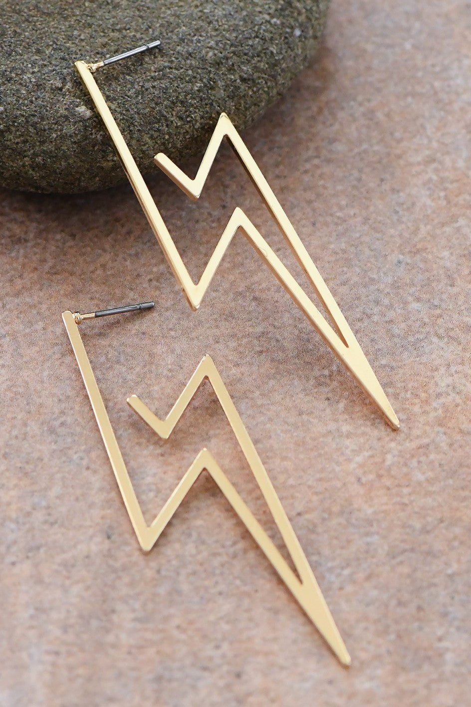 Gold Lightning Bolt Earrings