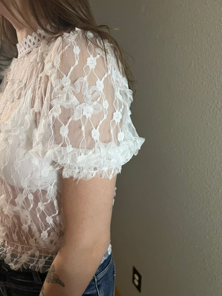 LucyBrook Boutique Sweet Details Floral High Neck Blouse