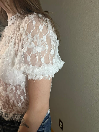 LucyBrook Boutique Sweet Details Floral High Neck Blouse