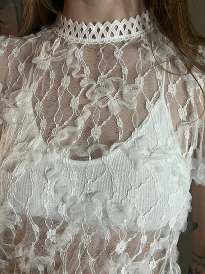LucyBrook Boutique Sweet Details Floral High Neck Blouse
