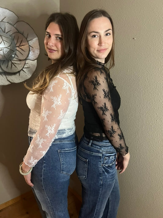 LucyBrook Boutique Sheer Lace Layering Top