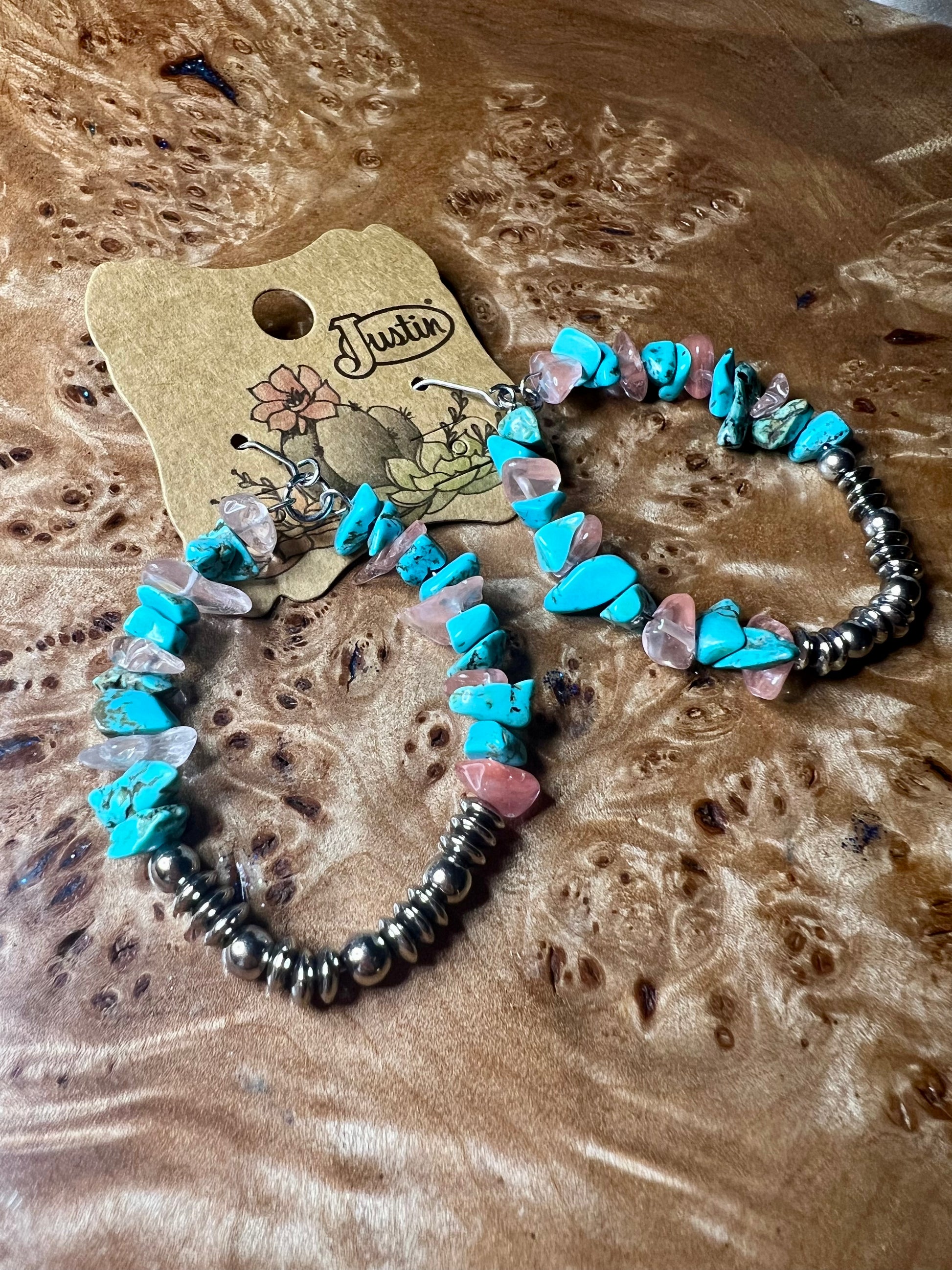 Justin Brand Statement Turquoise Hoop Earrings