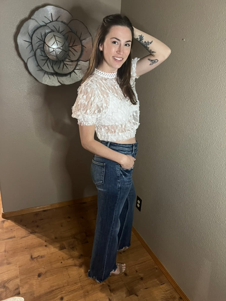 LucyBrook Boutique Sweet Details Floral High Neck Blouse