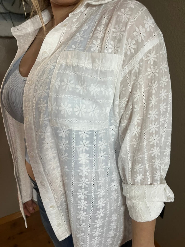 LucyBrook Boutique Floral Button Down Long Sleeve Blouse