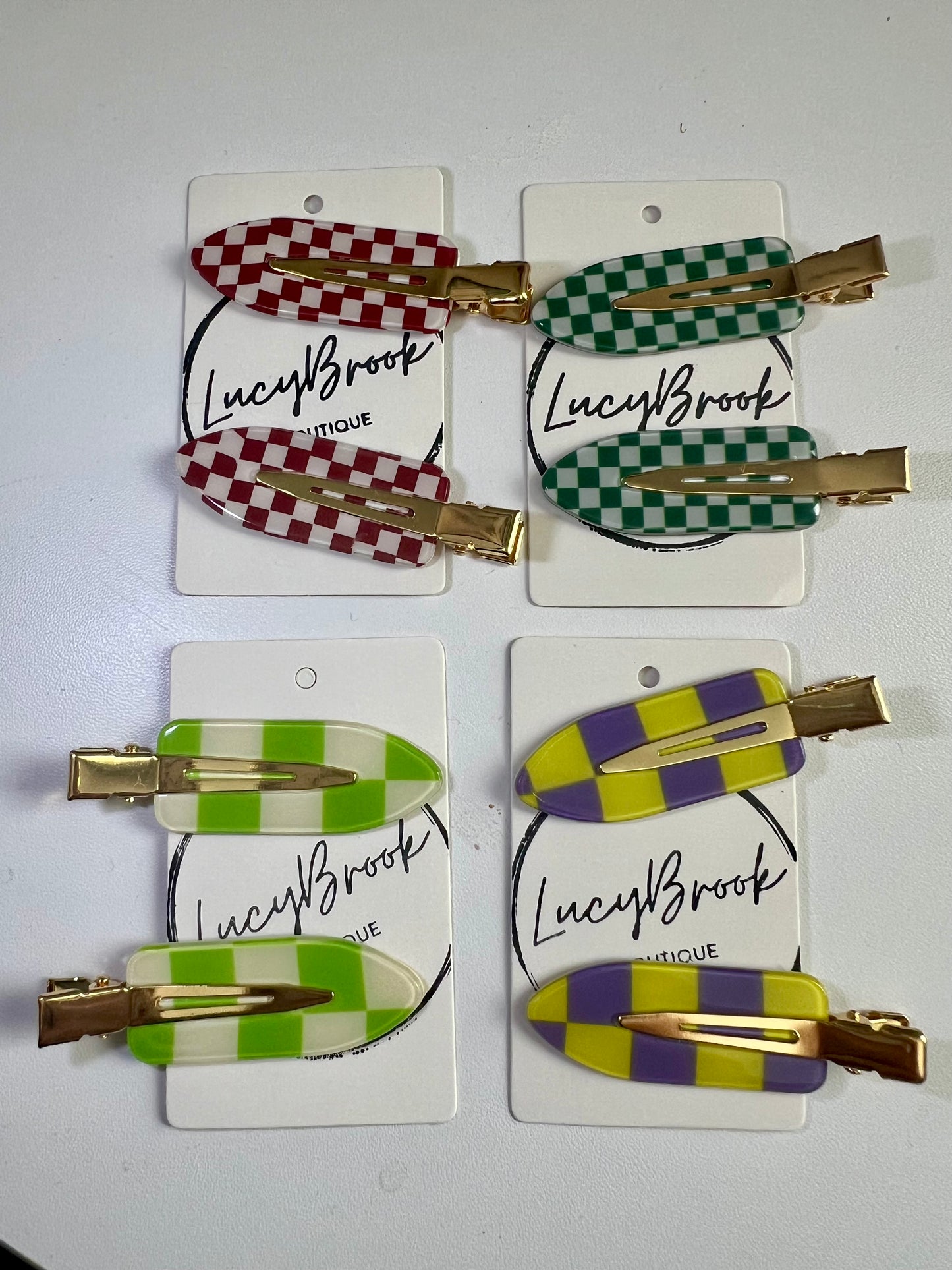 Checkered Hair Clip 2 set