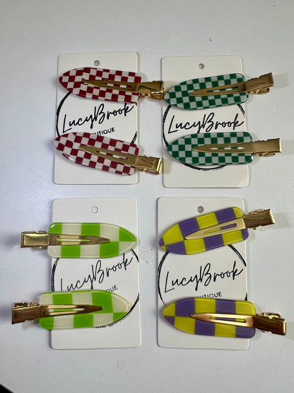 LucyBrook Boutique Checkered Hair Clip 2 set