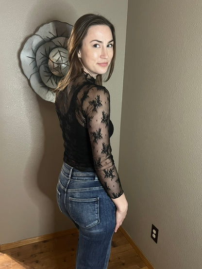 LucyBrook Boutique Sheer Lace Layering Top