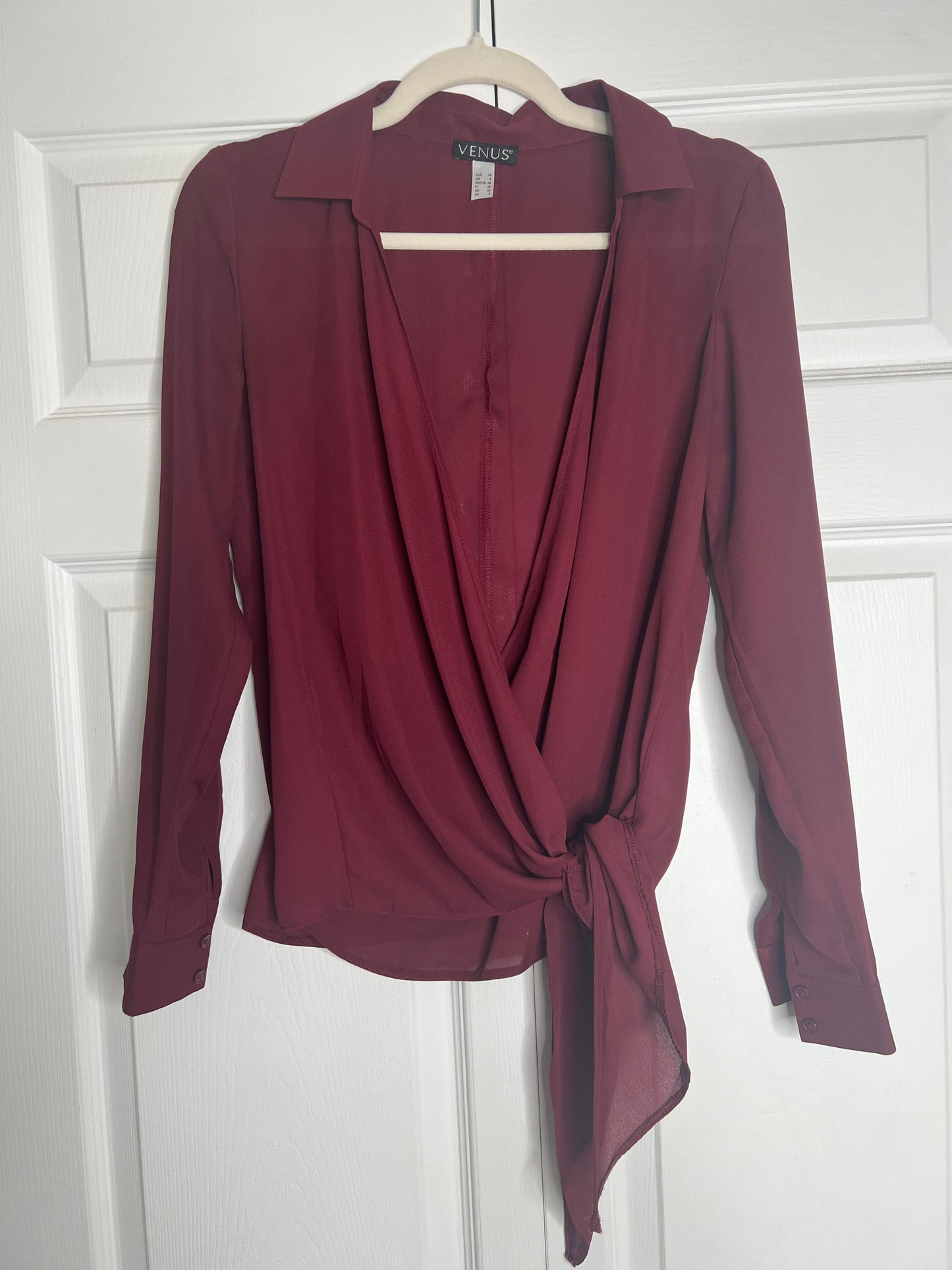 Brooke's Closet: Burgundy Tie Front Dress Shirt