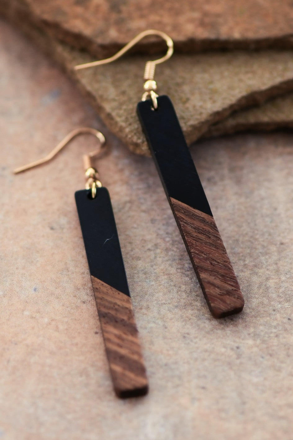 Resin Wooden Bar Earrings