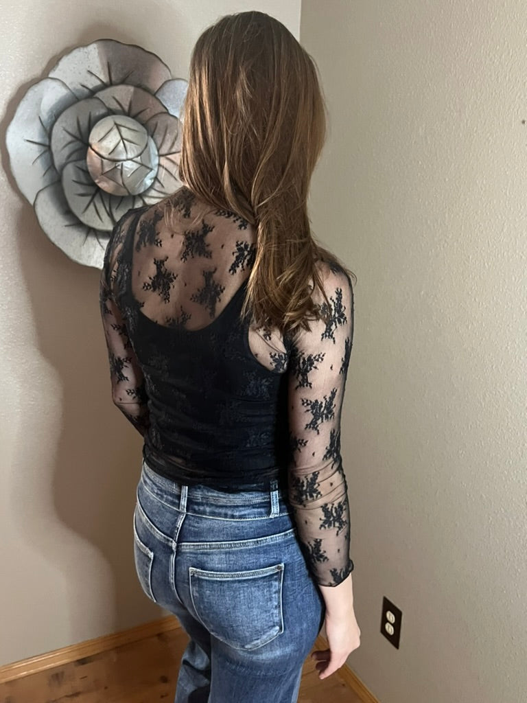 LucyBrook Boutique Sheer Lace Layering Top