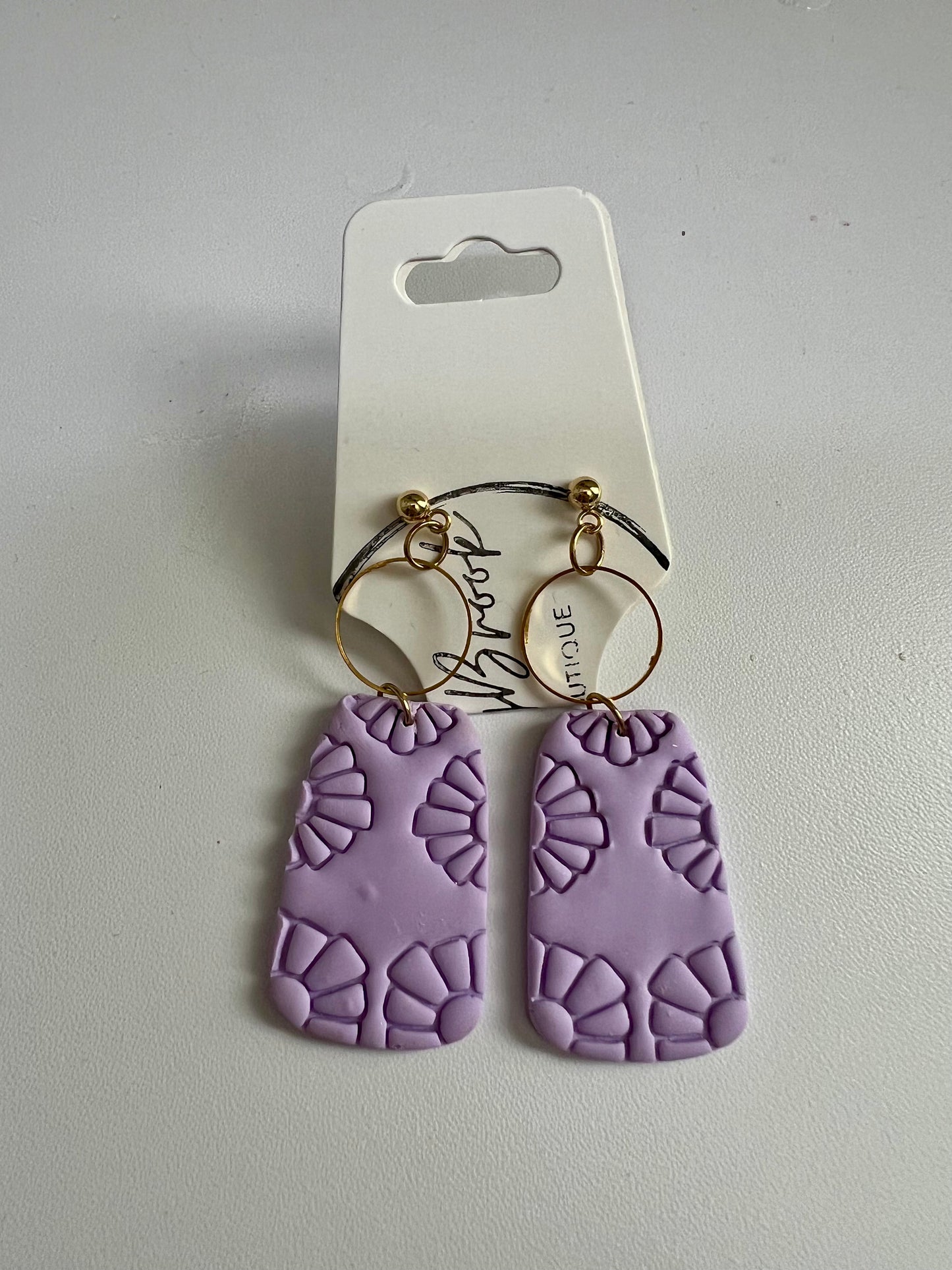 Lavender Clay Stamped Earrings