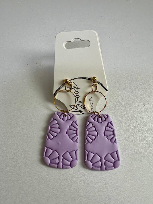 Lavender Clay Stamped Earrings