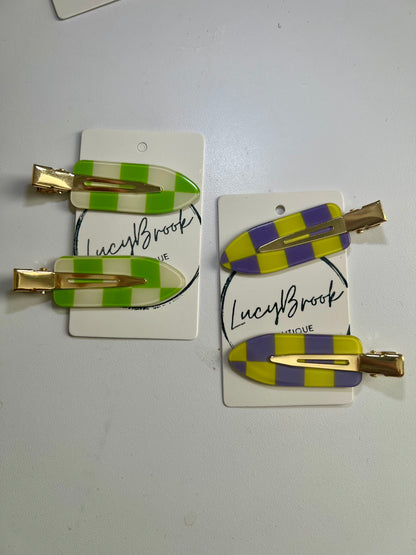 LucyBrook Boutique Checkered Hair Clip 2 set