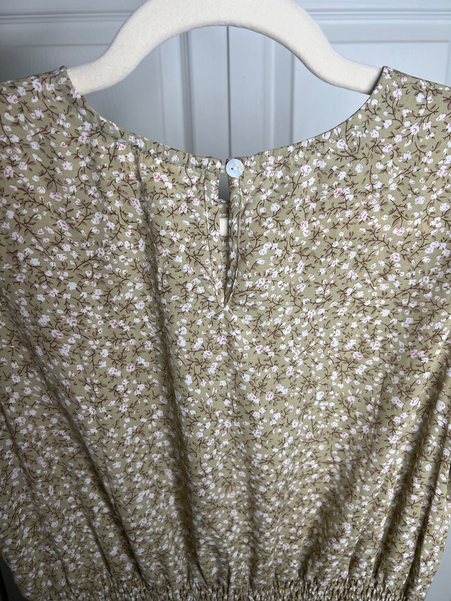 Brooke's Closet: Beige Floral Peasant Dress