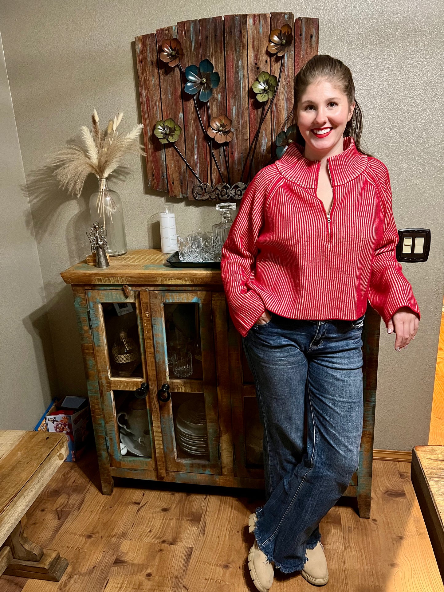 LucyBrook Boutique Easy Red Crop Sweater