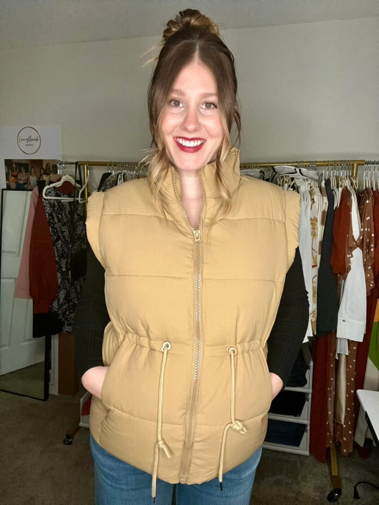 LucyBrook Boutique Brooke's Closet: Camel Puffer Vest