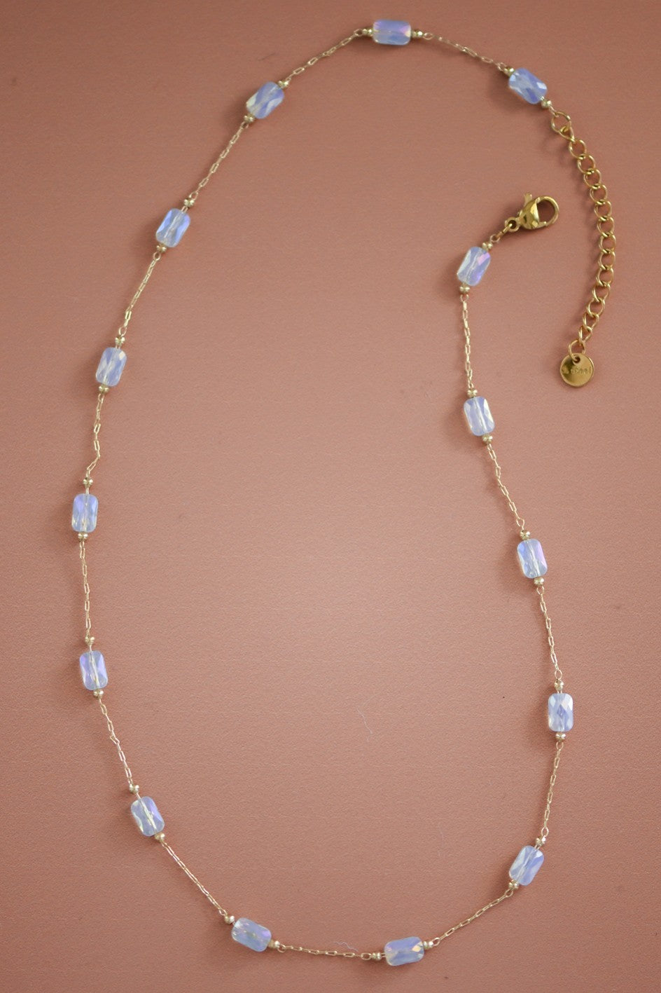 Crystal Clear Beaded Gold Necklace