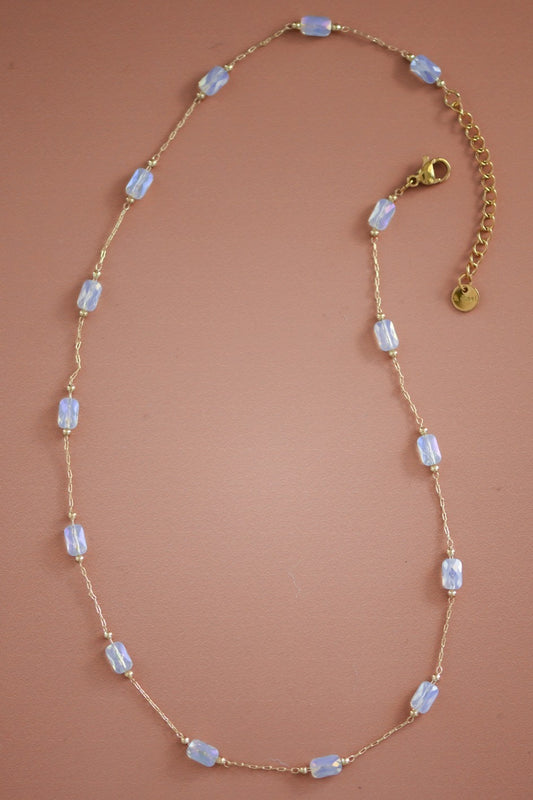 Crystal Clear Beaded Gold Necklace