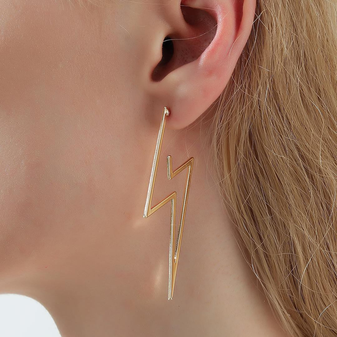 Gold Lightning Bolt Earrings