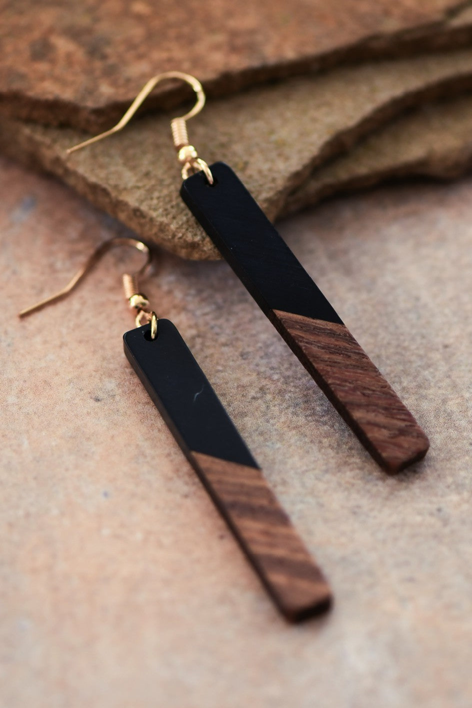 Resin Wooden Bar Earrings