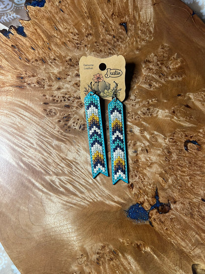 Justin Brand Genuine Leather Aztec Earrings