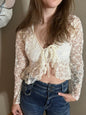 LucyBrook Boutique Ruffle Tie Front Cardigan