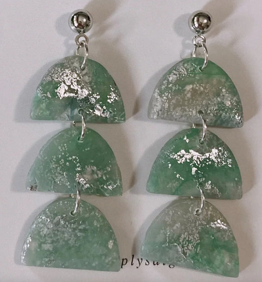 Green Watercolor Earrings