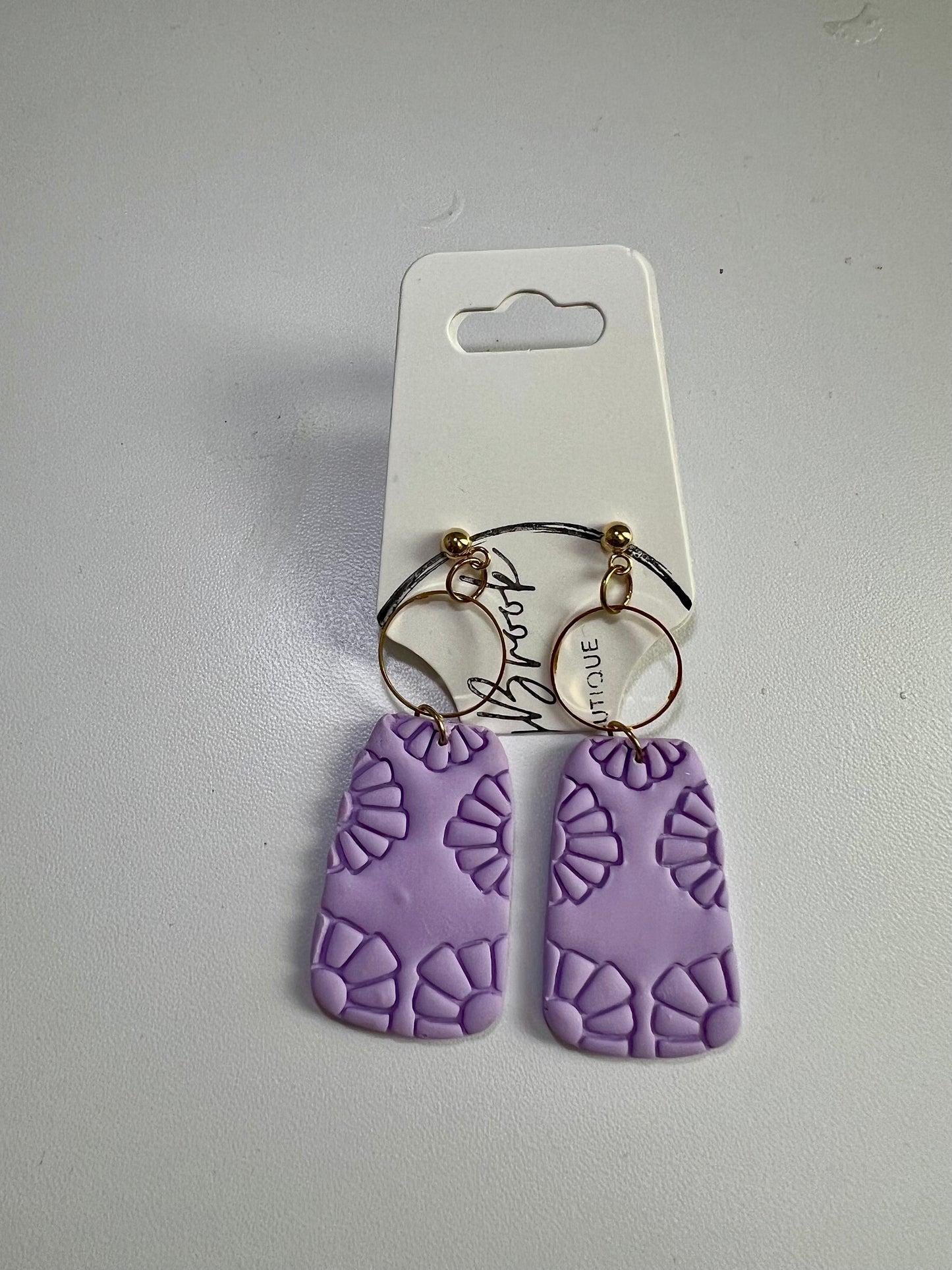 Lavender Clay Stamped Earrings