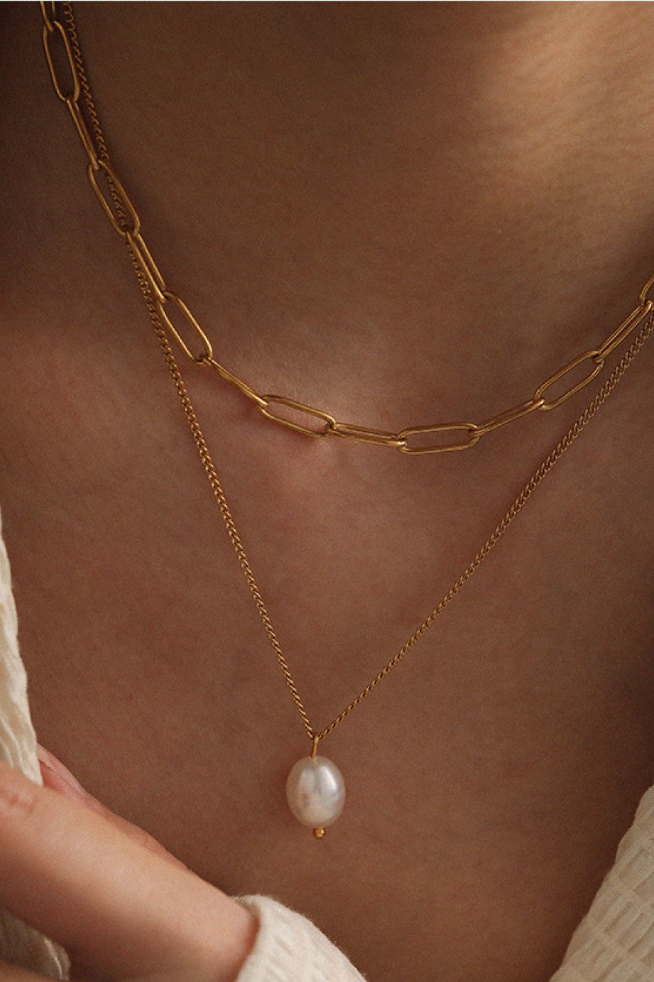 Multi Layer Pearl Drop Necklace