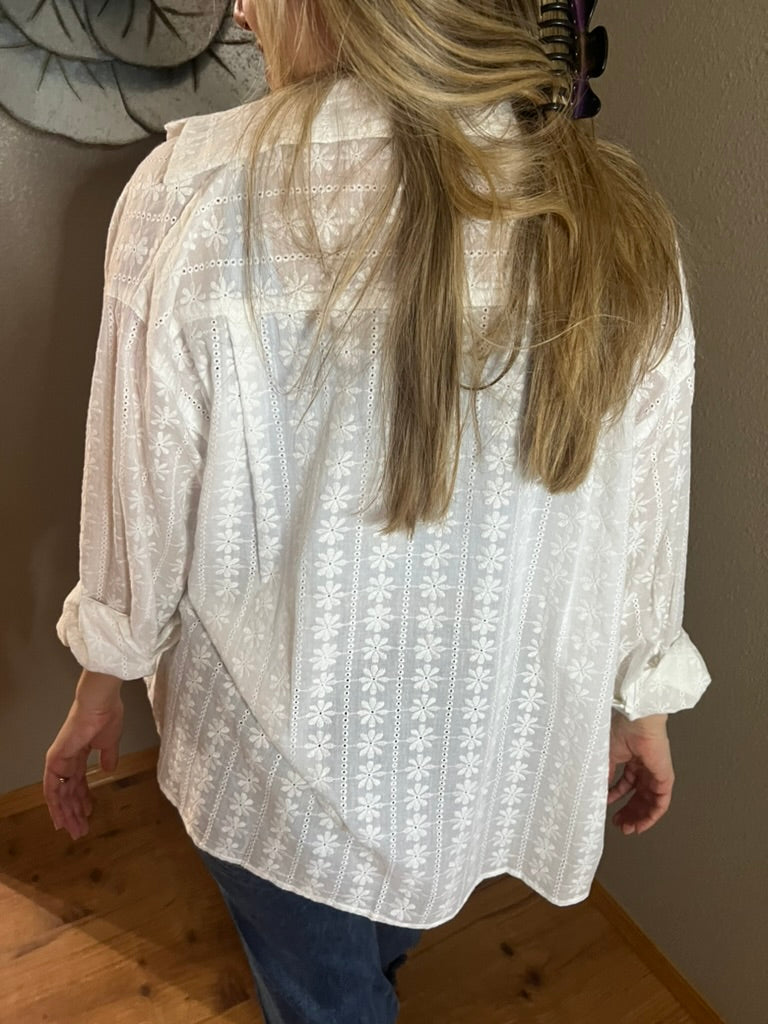 LucyBrook Boutique Floral Button Down Long Sleeve Blouse