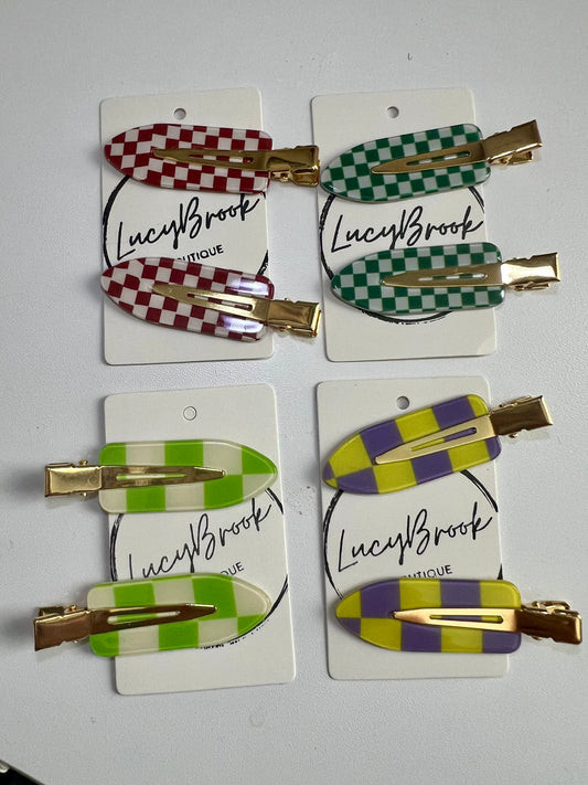 Checkered Hair Clip 2 set